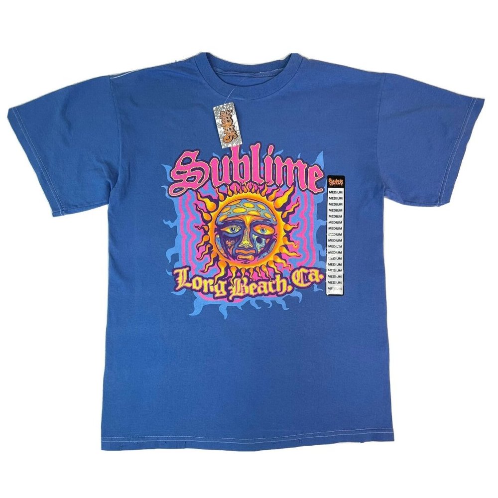 Sublime Long Beach Ca Blue Pink Classic Sun Band Logo Graphic T-Shirt